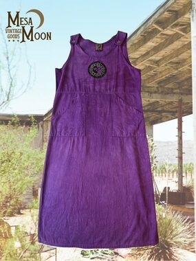 Vintage Dagoli Purple Sun Motif Maxi Dress